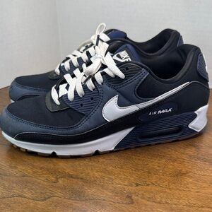 Nike Air Max 90 Sneakers Tennis Shoes in Midnight Navy, White, Mens sz 9.5